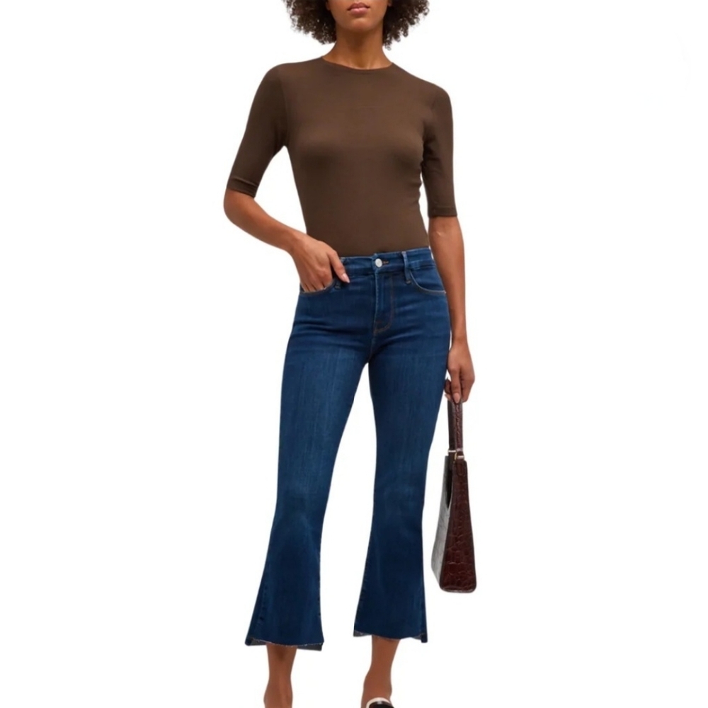 Frame Le Crop Mini Boot Raw Stagger Hem Jeans In Majesty Size 26